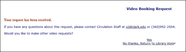 video booking successful submission confirmation screenshot